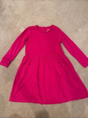 Primary Bright Fuchsia Long Sleeve Pocket Dress size 6-7